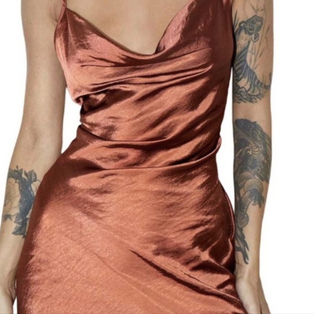WantmyLook Satin Slip Dress Mauve Pink S